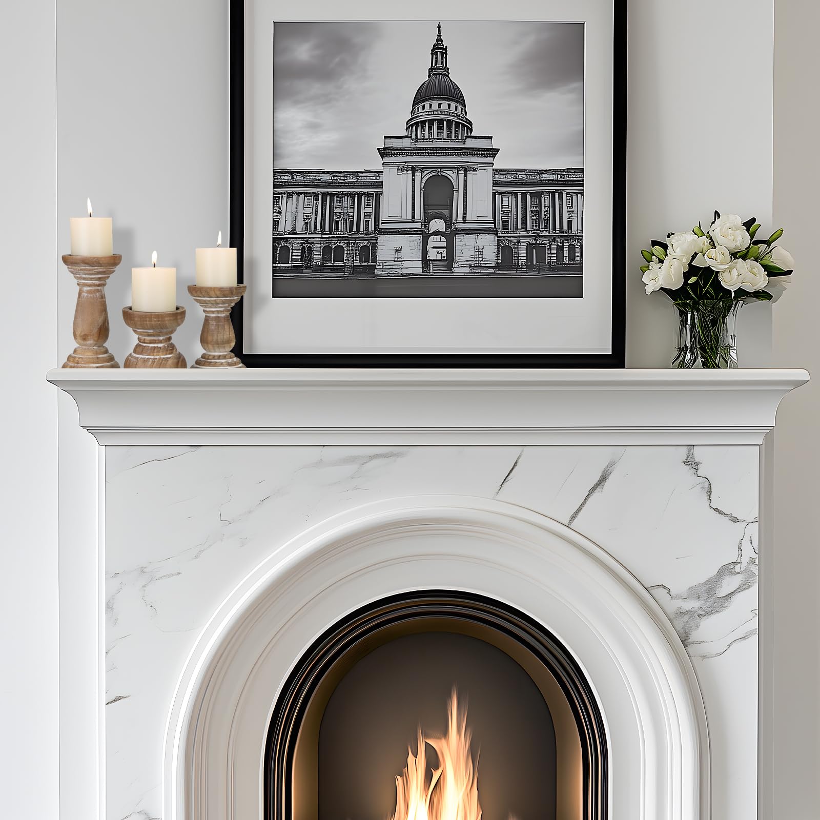 CEDARLUX candle holders used as a dining table centerpiece adding layered height
