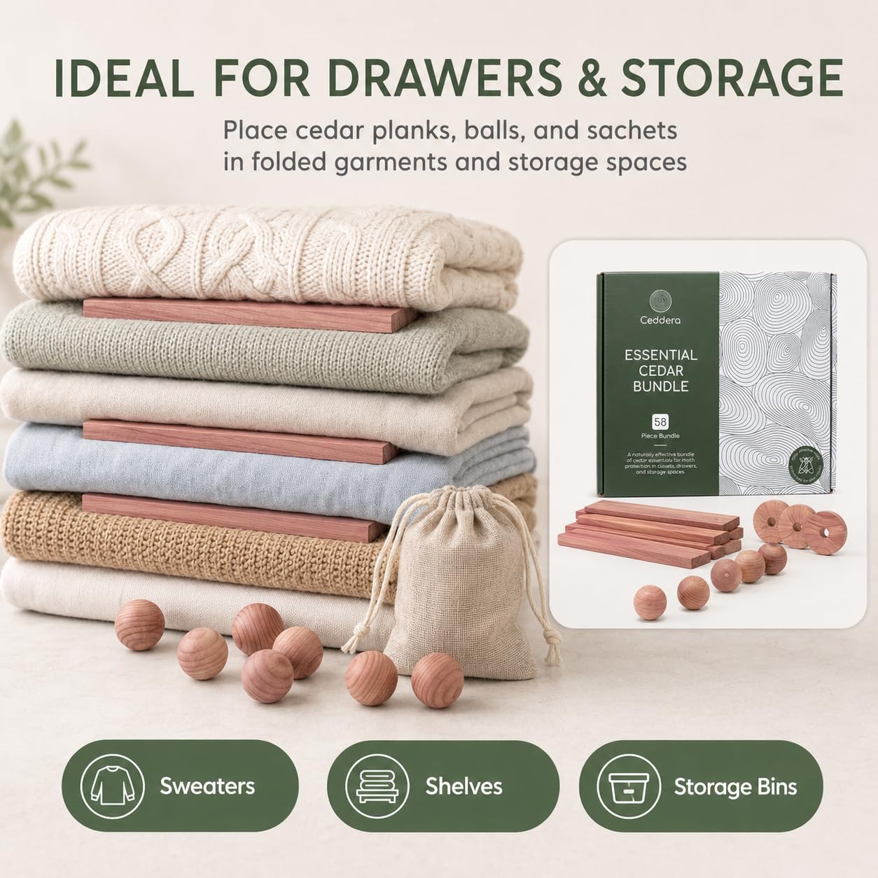 Ceddera sachets tucked in luggage for scent and pest protection benefit