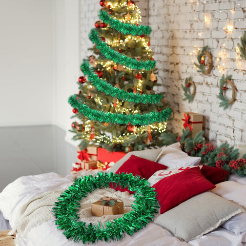 Ceenna garland wrapped around staircase adding festive ambiance benefit