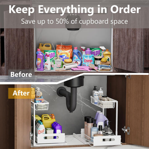 Ceetug bottom pull-out drawer extended with spray bottles for fast retrieval
