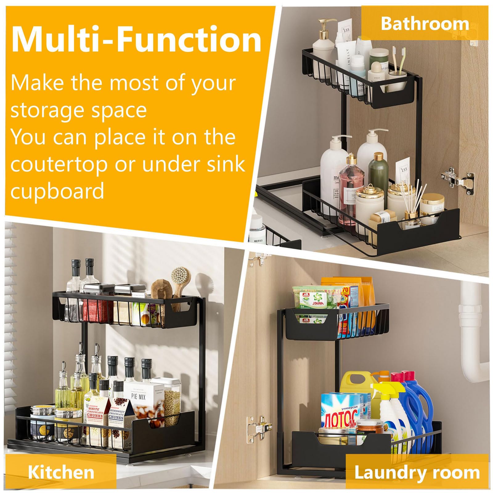 Ceetug in kitchen counter setting with supplies, improves cabinet organization aesthetics
