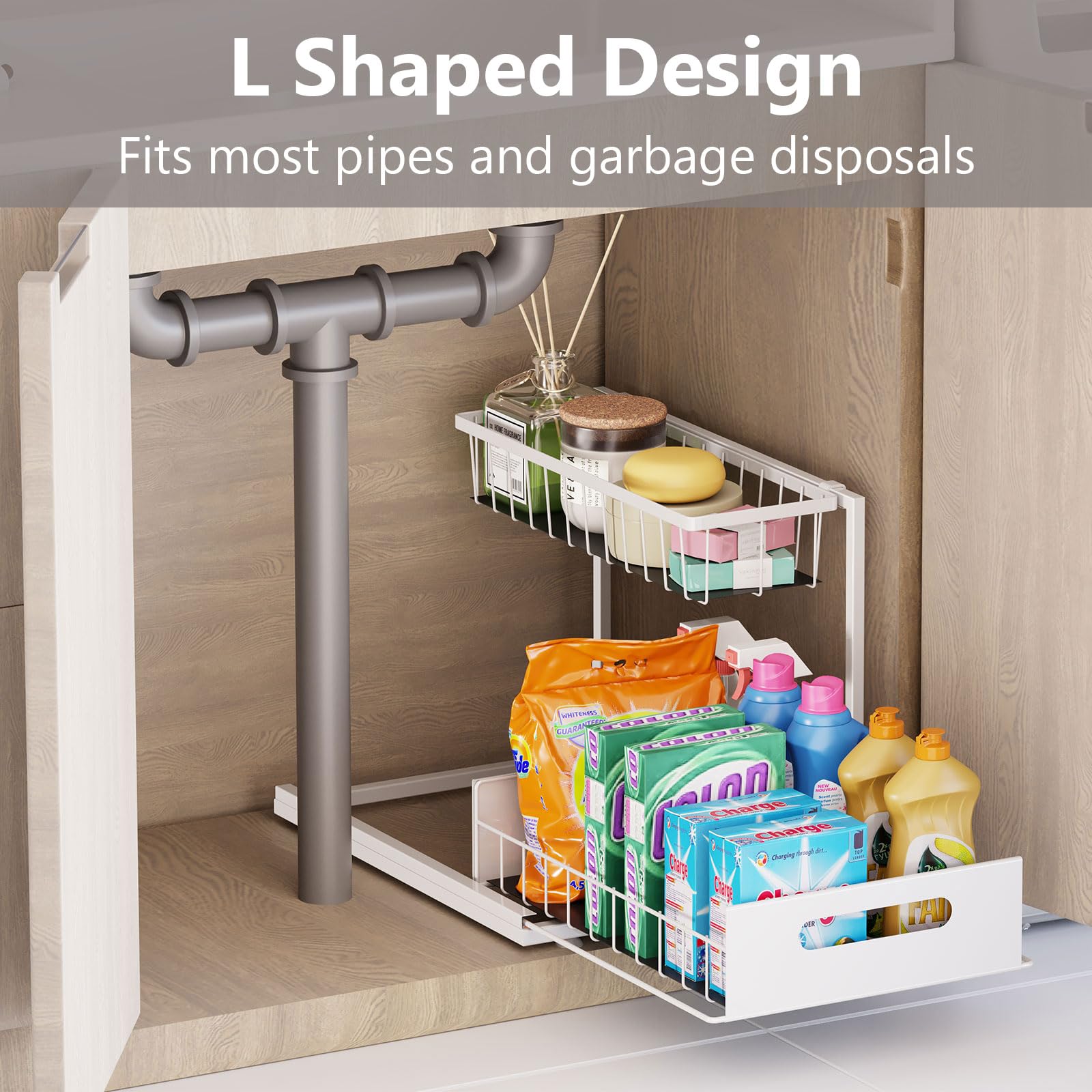 Ceetug close-up of top basket holding soaps and sponges for organized storage