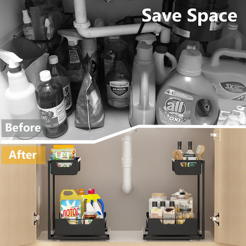 Ceetug installed under sink around pipes and disposal, saves awkward plumbing space