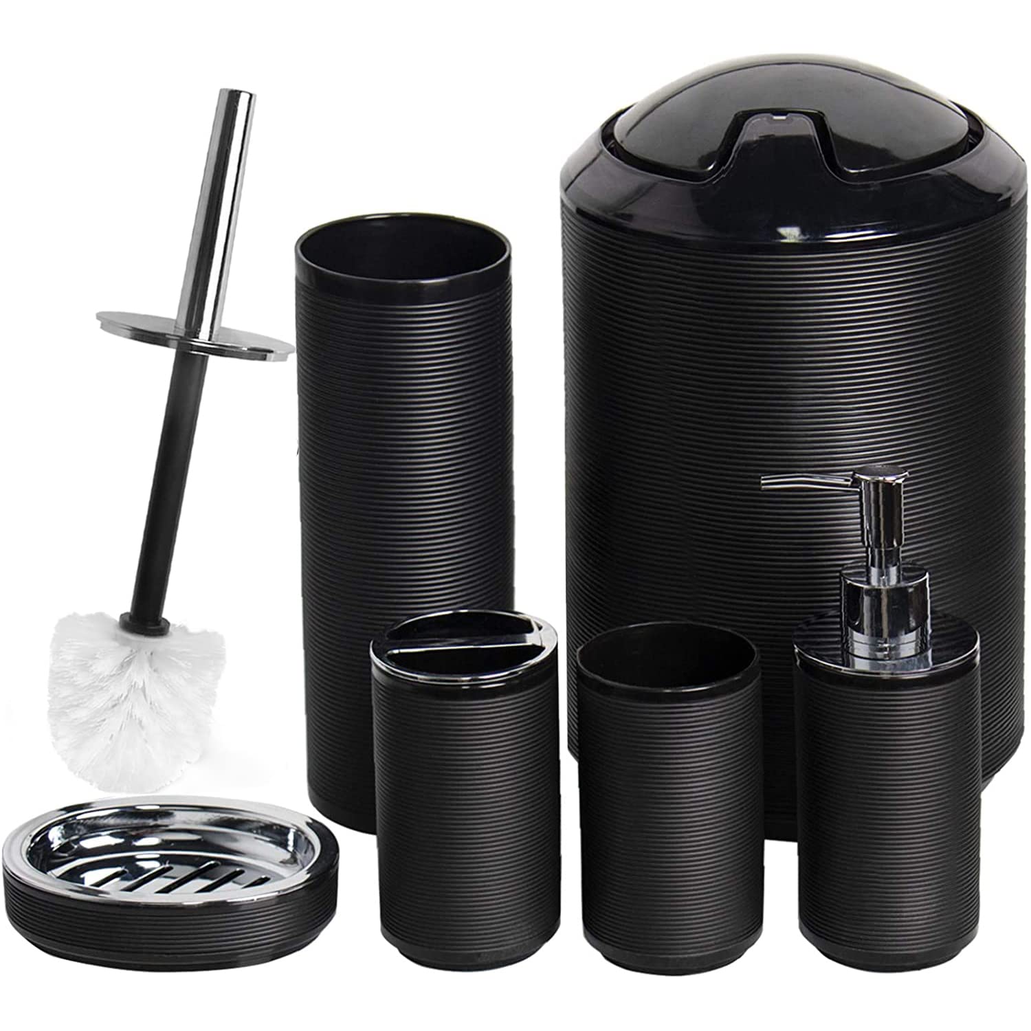 CERBIOR front view of full six-piece set showing organized countertop benefit