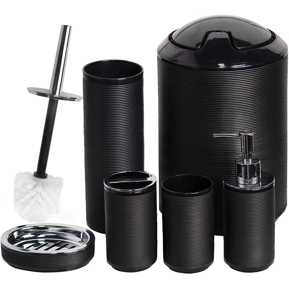 CERBIOR front view of full six-piece set showing organized countertop benefit