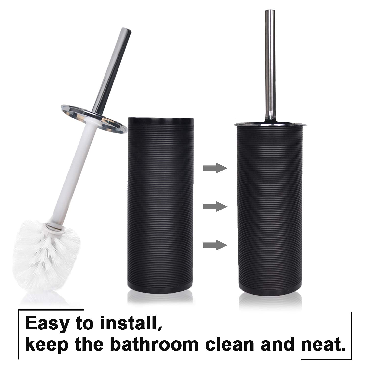 CERBIOR toilet brush holder open view showing hidden storage for hygiene