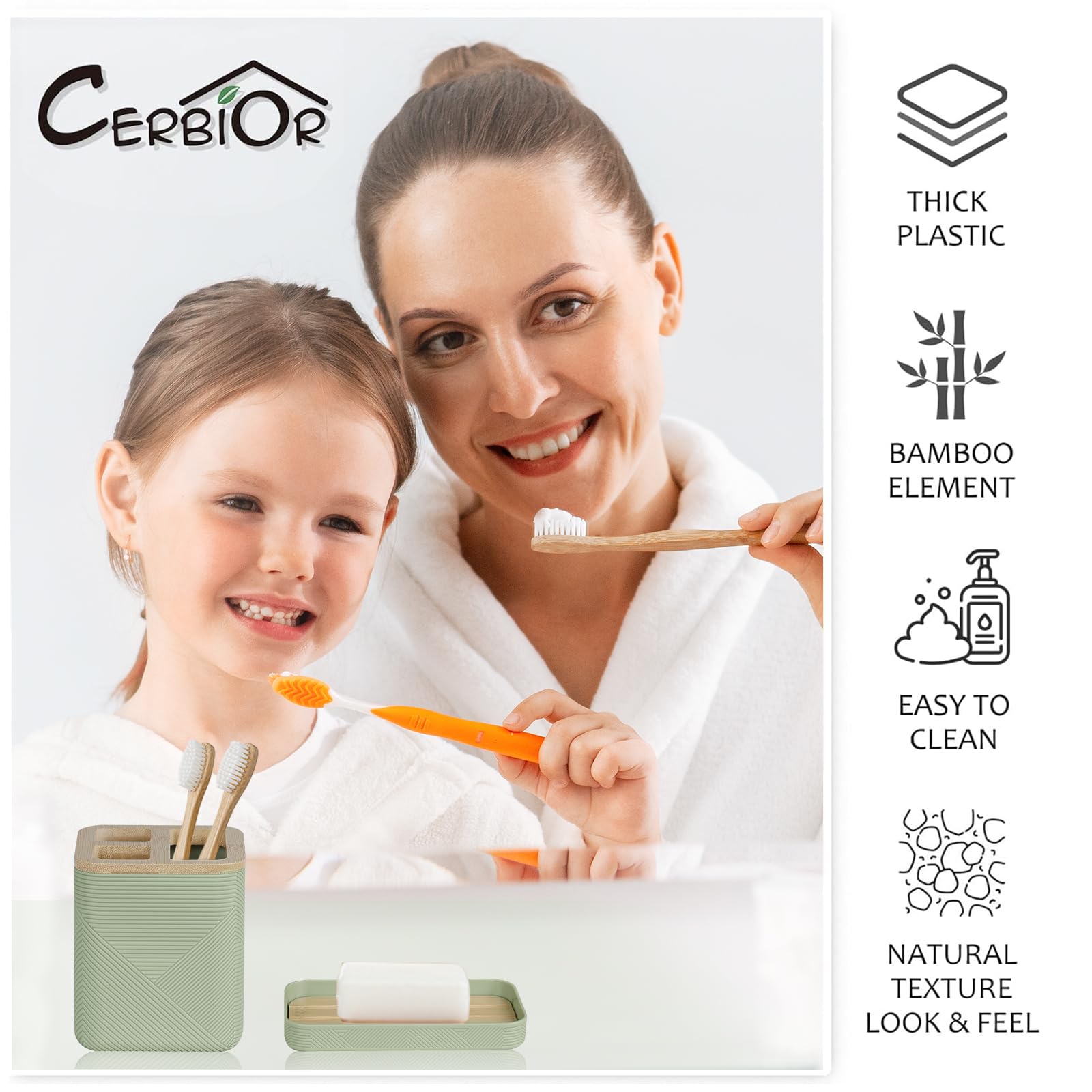 CERBIOR trash can in bathroom lifestyle showing cohesive décor and tidy look