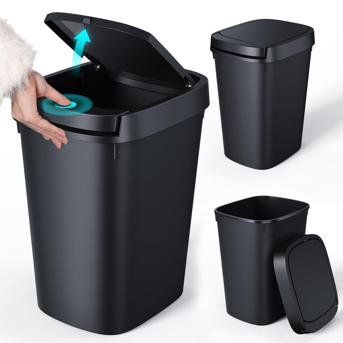 CEROELDA front view slim trash can showing compact modern design and space savings