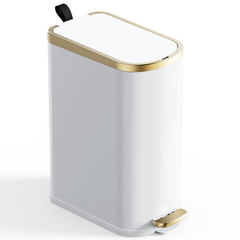 CEROELDA front view of white step trash can showing compact design and neat look