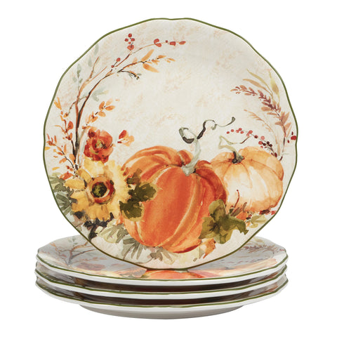 Certified International front view showing colorful fall plate and benefit seasonal charm