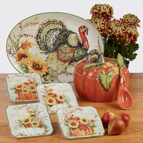 Certified International plate in a styled table setting conveying festive hosting appeal