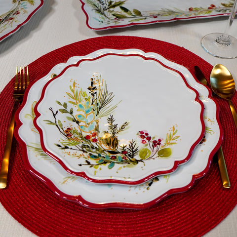 Certified International underside of plate showing melamine material and stable base for every-day use