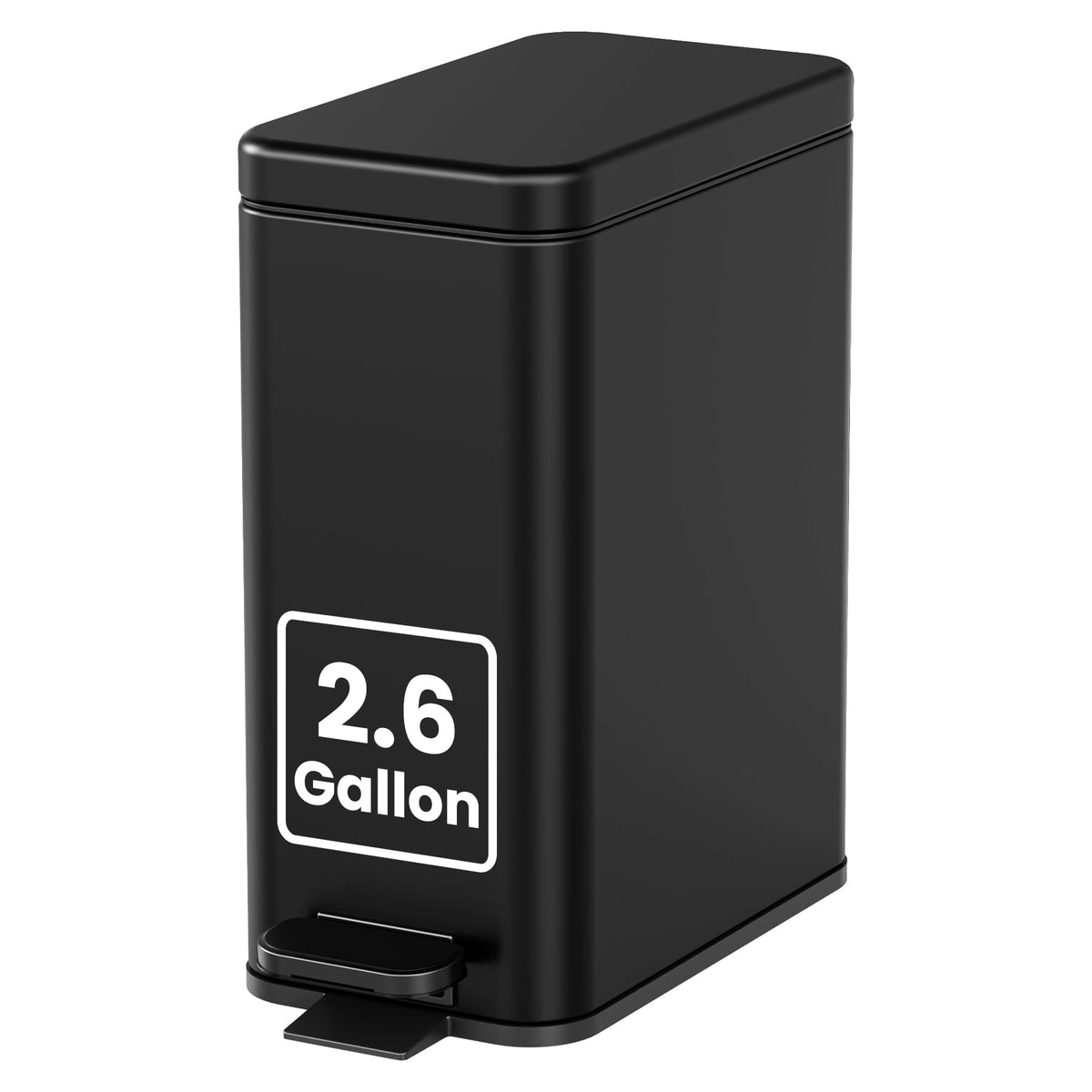 Cesun front view of black bathroom trash can showing compact footprint and tidy design