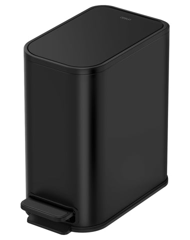 Cesun front view of black trash can showing sleek design and space saving