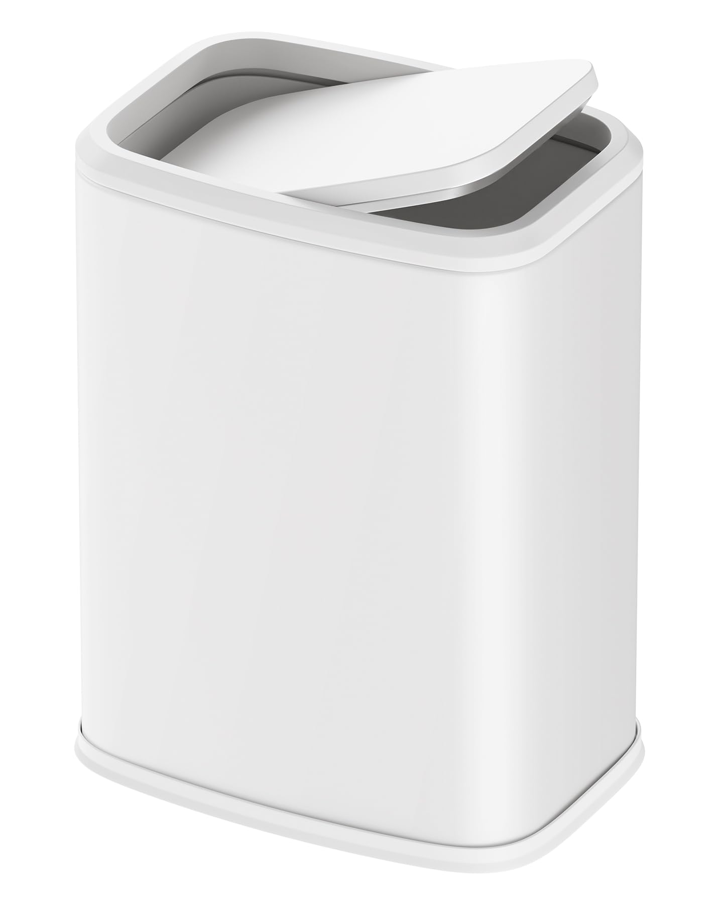 Cesun front view of white swing lid bin showing compact profile and tidy look