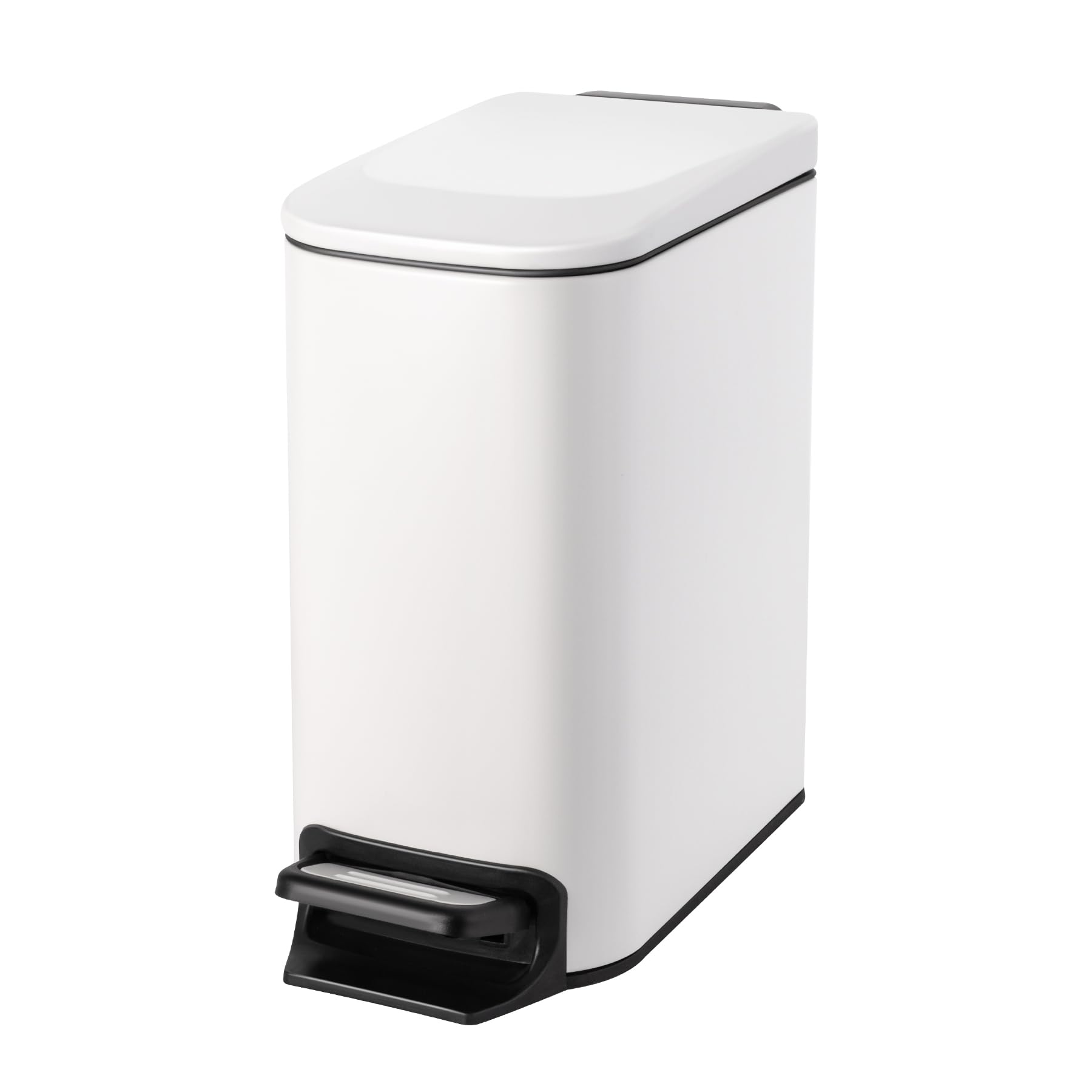 Cesun front view of white slim trash can showing compact footprint and neat look