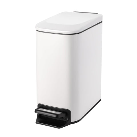Cesun front view of white slim trash can showing compact footprint and neat look