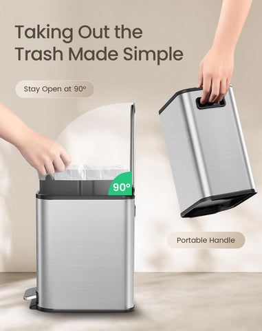 Cesun open lid showing hidden-bag design for neat appearance and concealed liners
