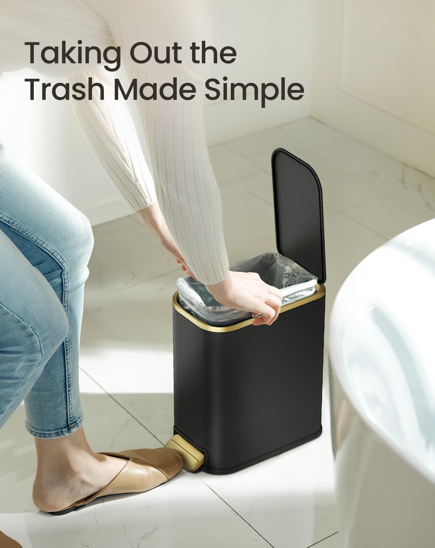 Cesun placed in bathroom corner showing discreet fit and stylish finish