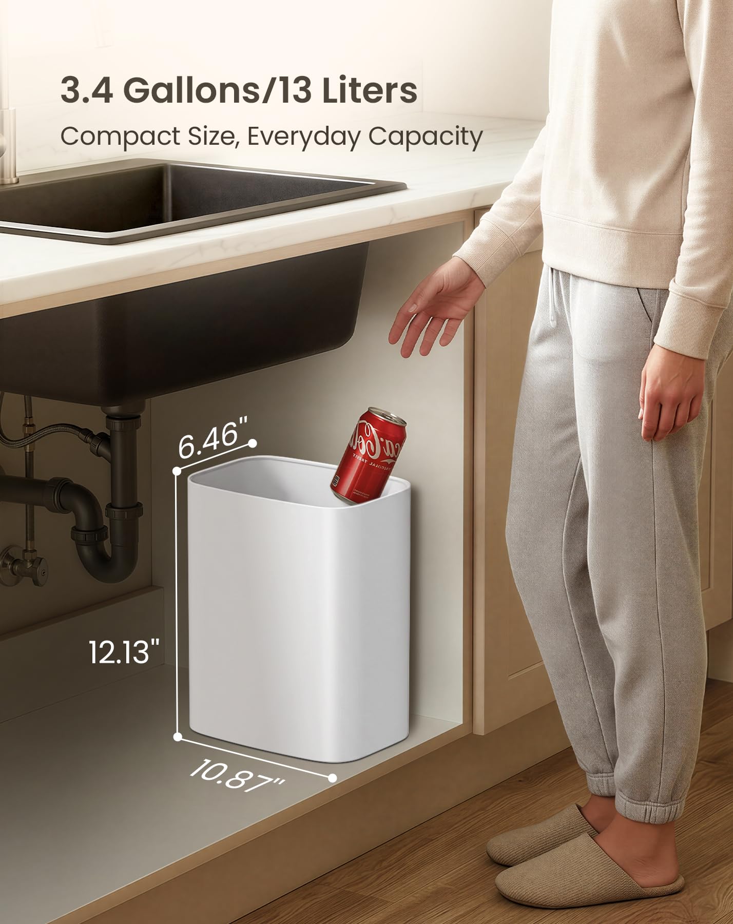 Cesun open-top rim and interior showing rounded edge for safer disposal
