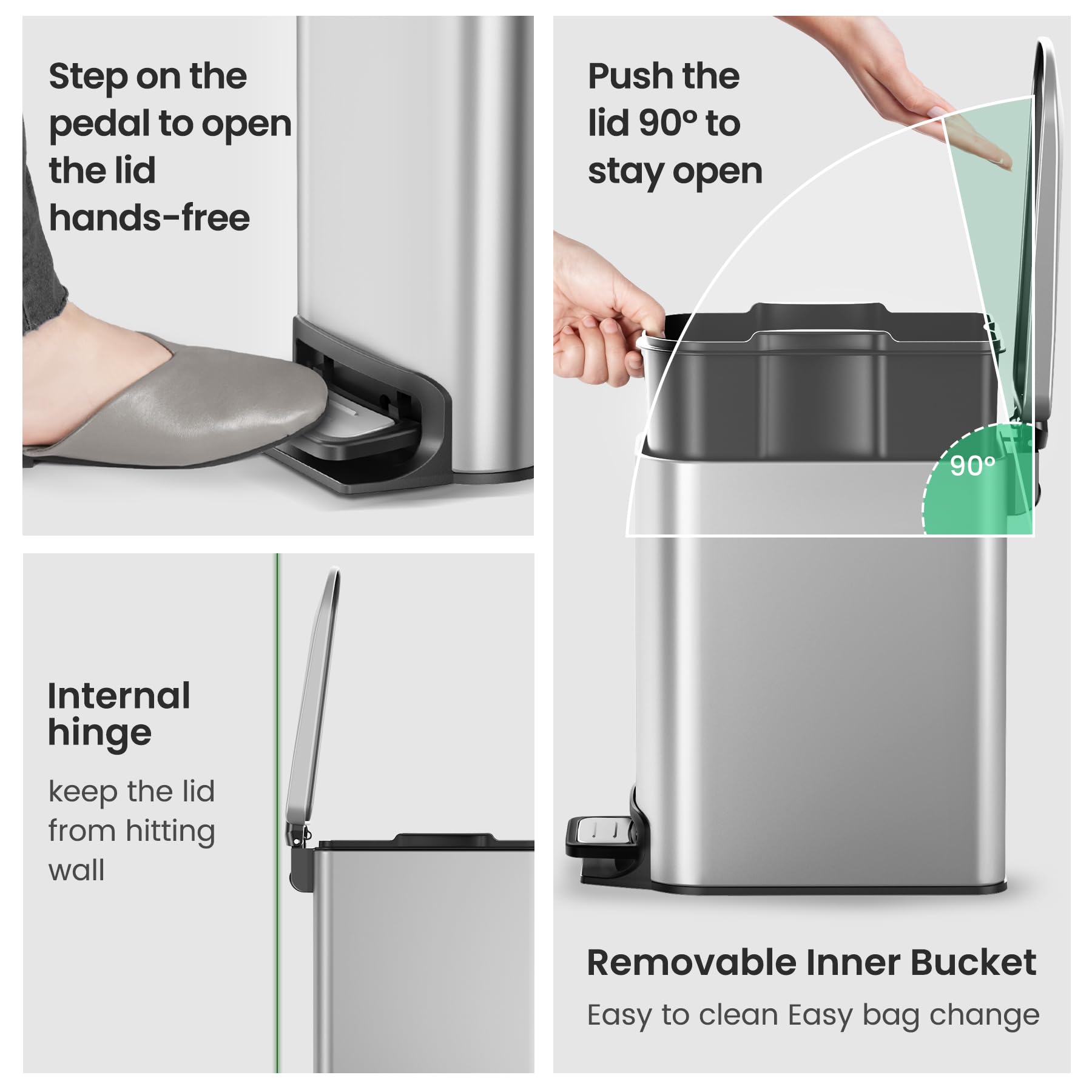 Cesun removable inner bucket for quick emptying and easy cleaning