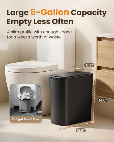 Cesun size scale next to toilet demonstrates compact fit and larger capacity