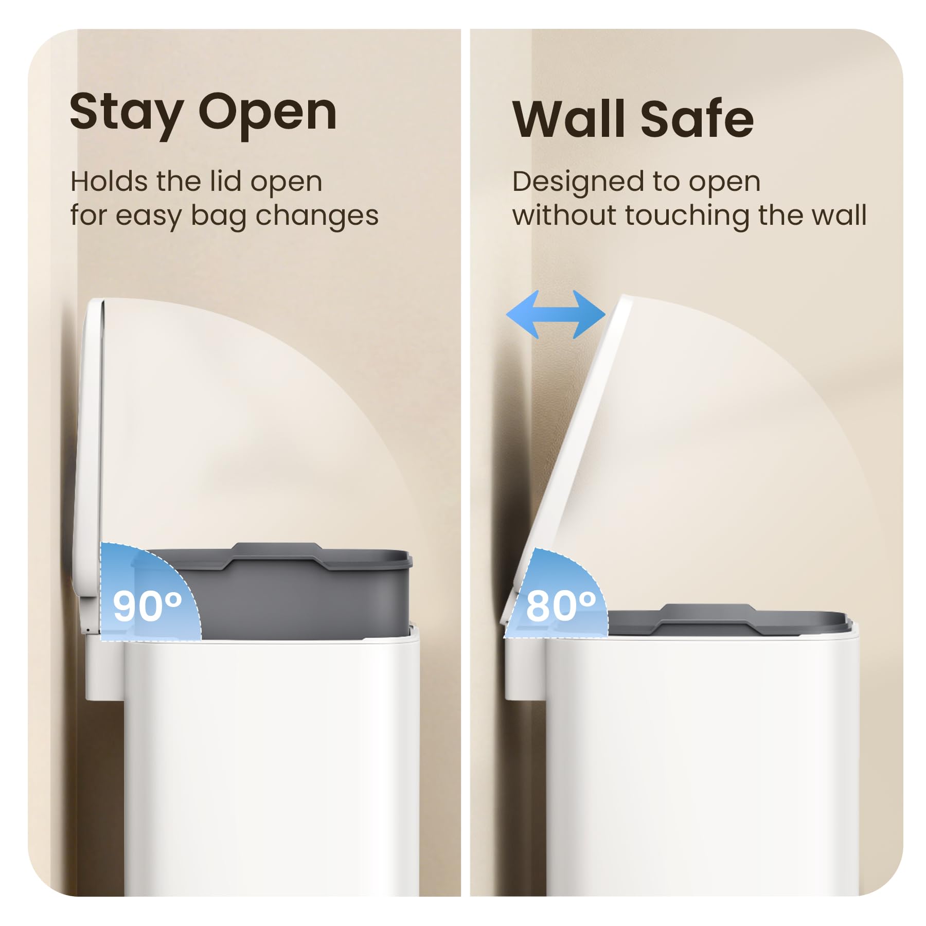 Cesun slim bin placed next to bathroom vanity saving floor space