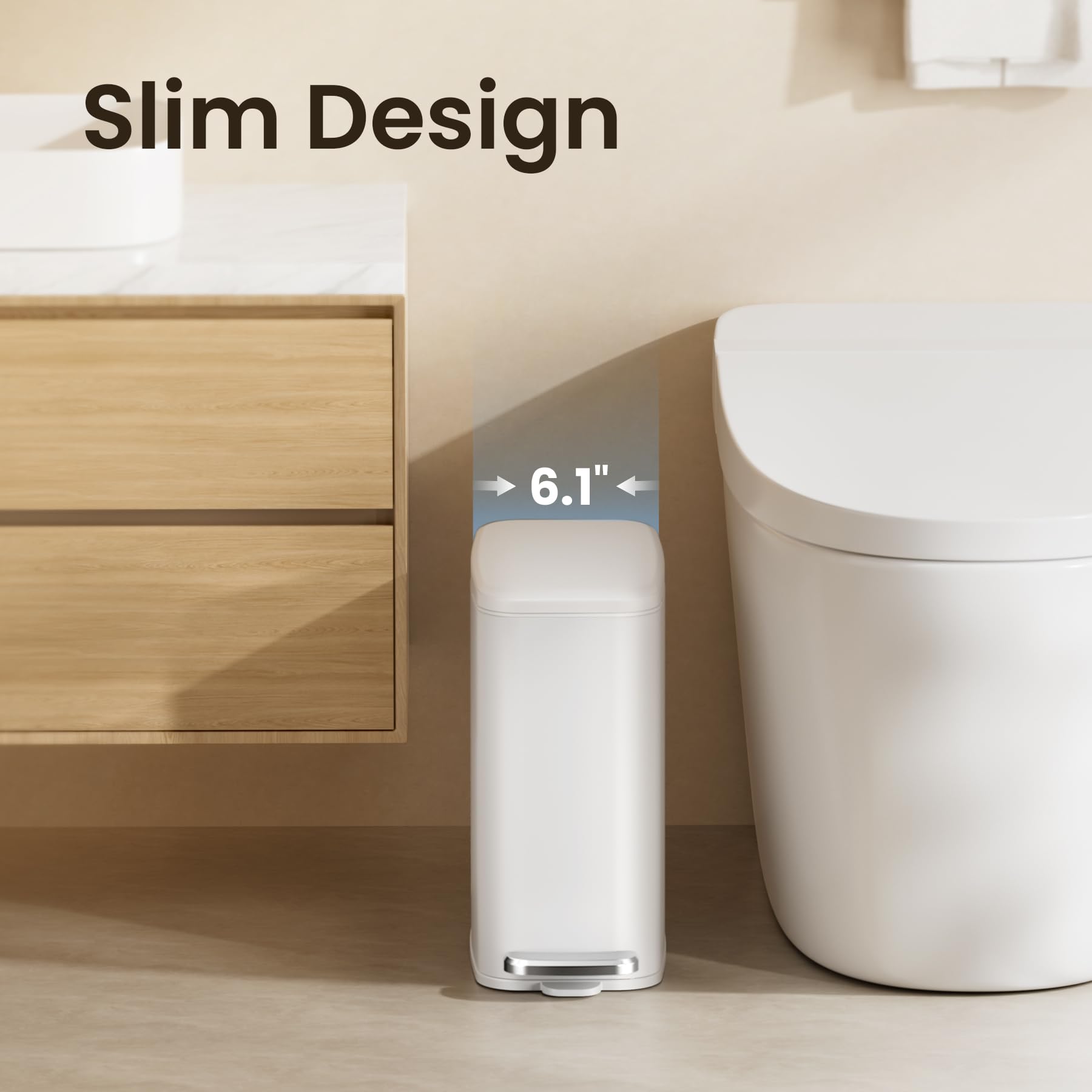 Cesun close-up of top lid demonstrating soft-close seal and odor control