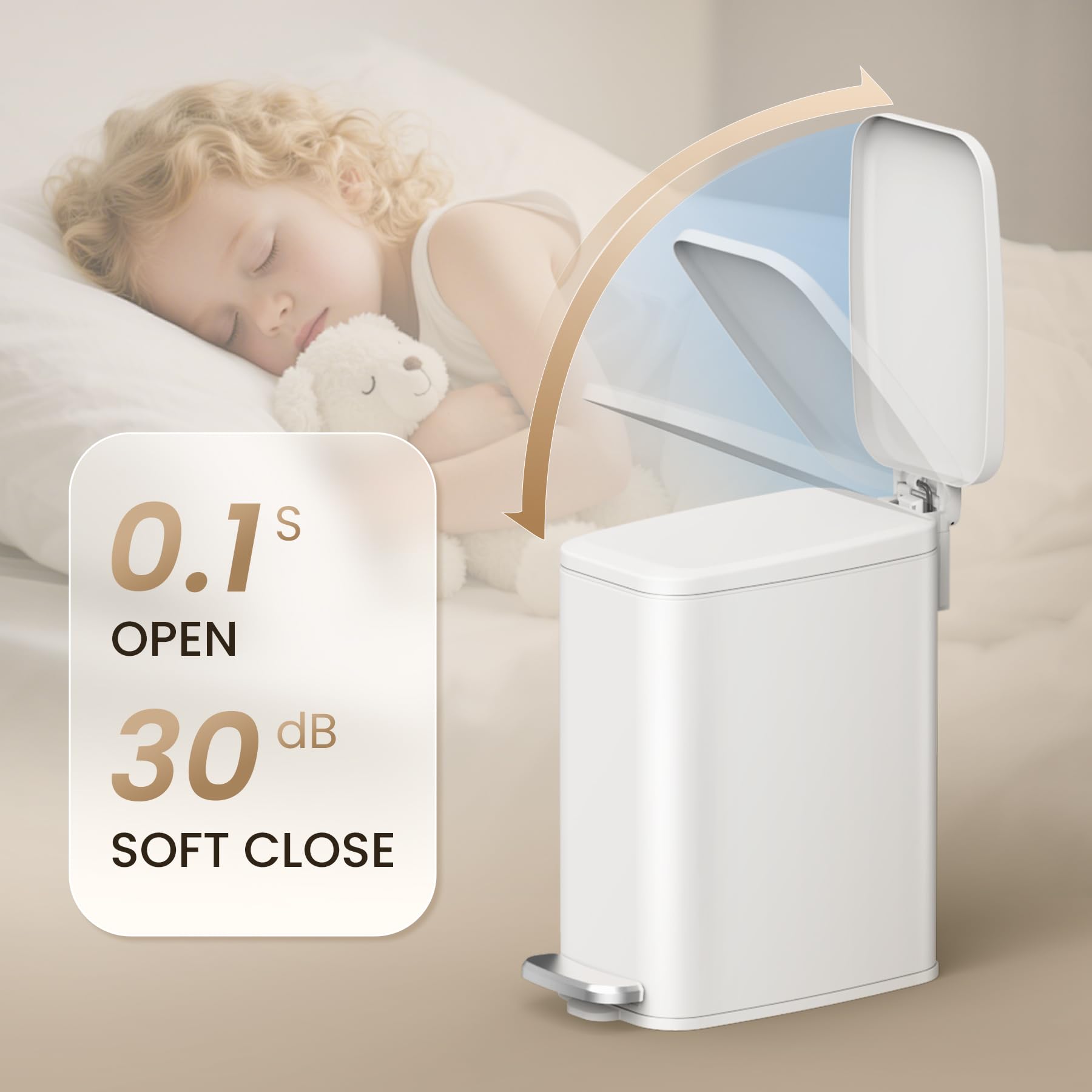 Cesun lid held open showing stay-open feature for simple bag changes