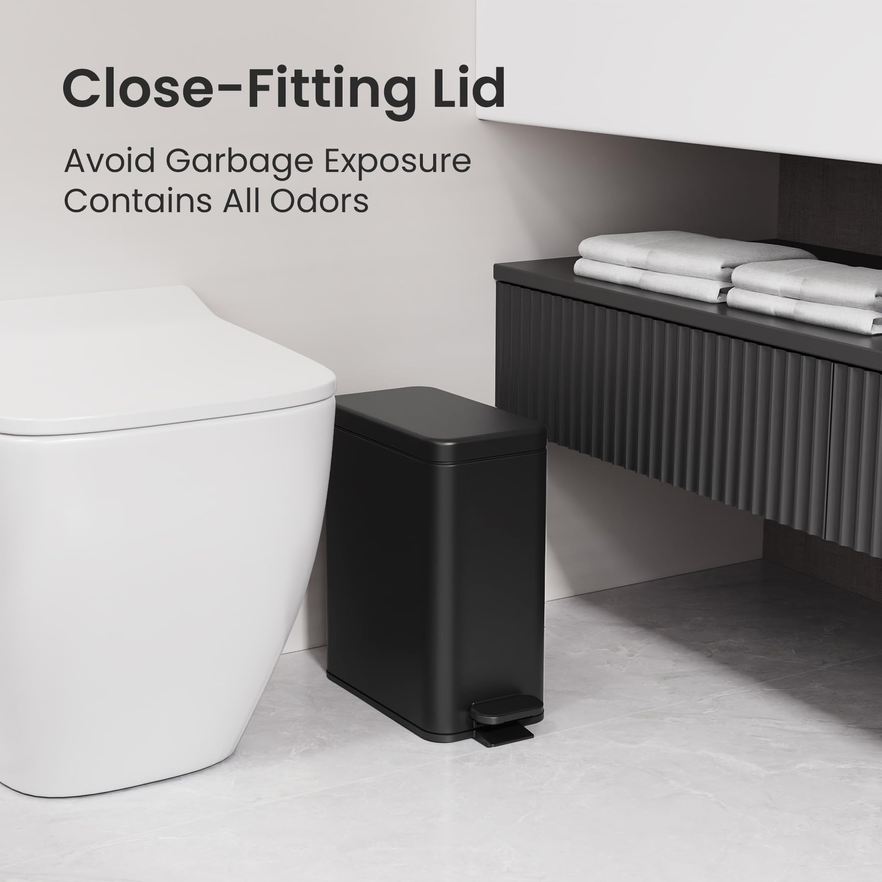 Cesun close-up of soft-close lid demonstrating quiet operation and odor control