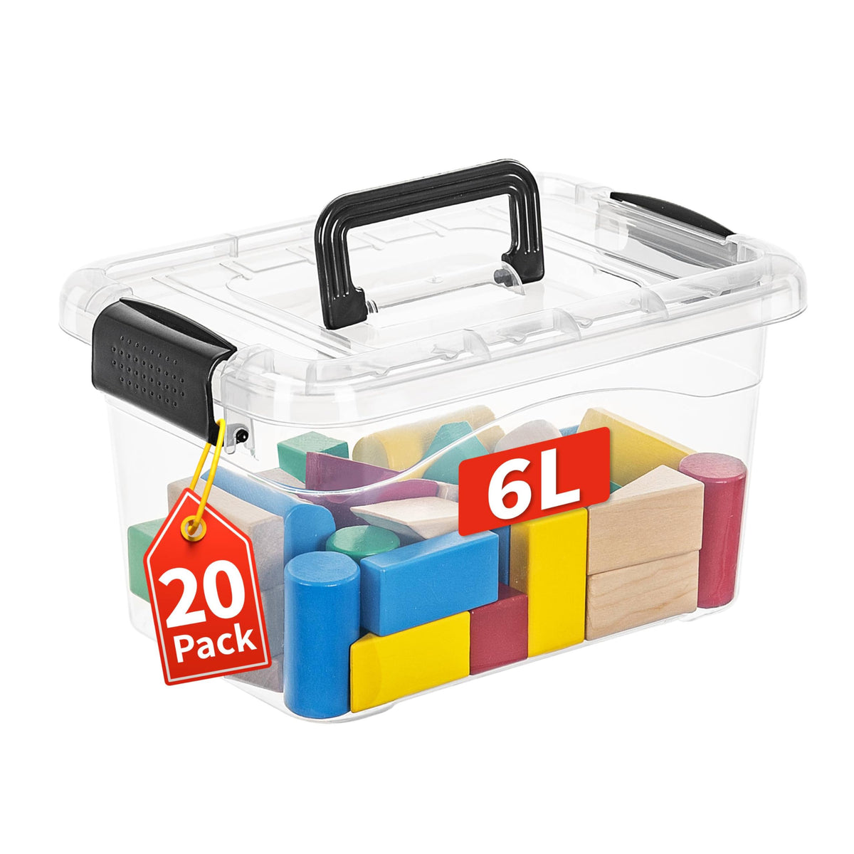 Cetomo clear 20-pack front view showing uniform boxes and space-saving benefit
