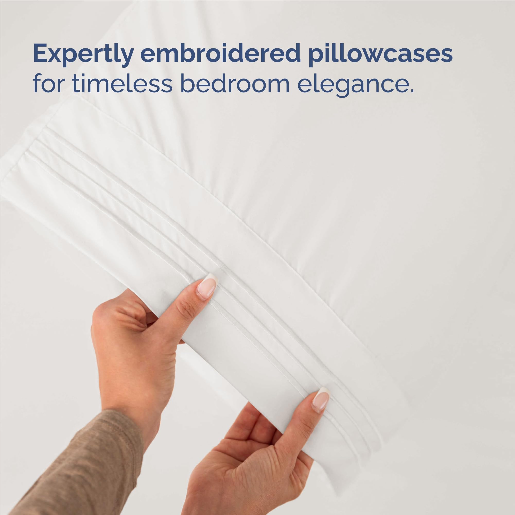 CGK Unlimited fitted sheet on mattress demonstrating deep pocket fit up to 16 inches