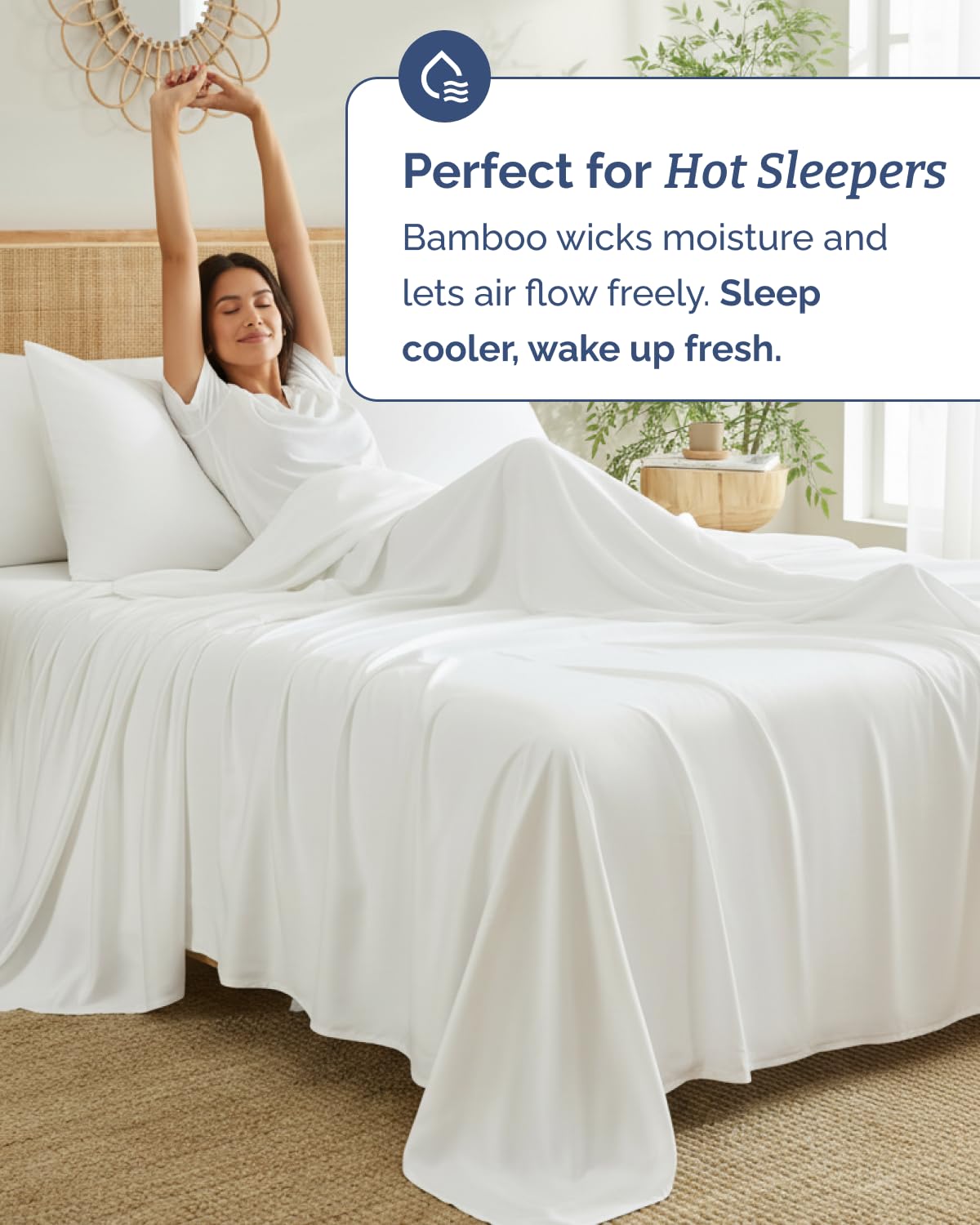 CGK Unlimited fitted sheet pocket depth visual showing secure fit up to 18 inches