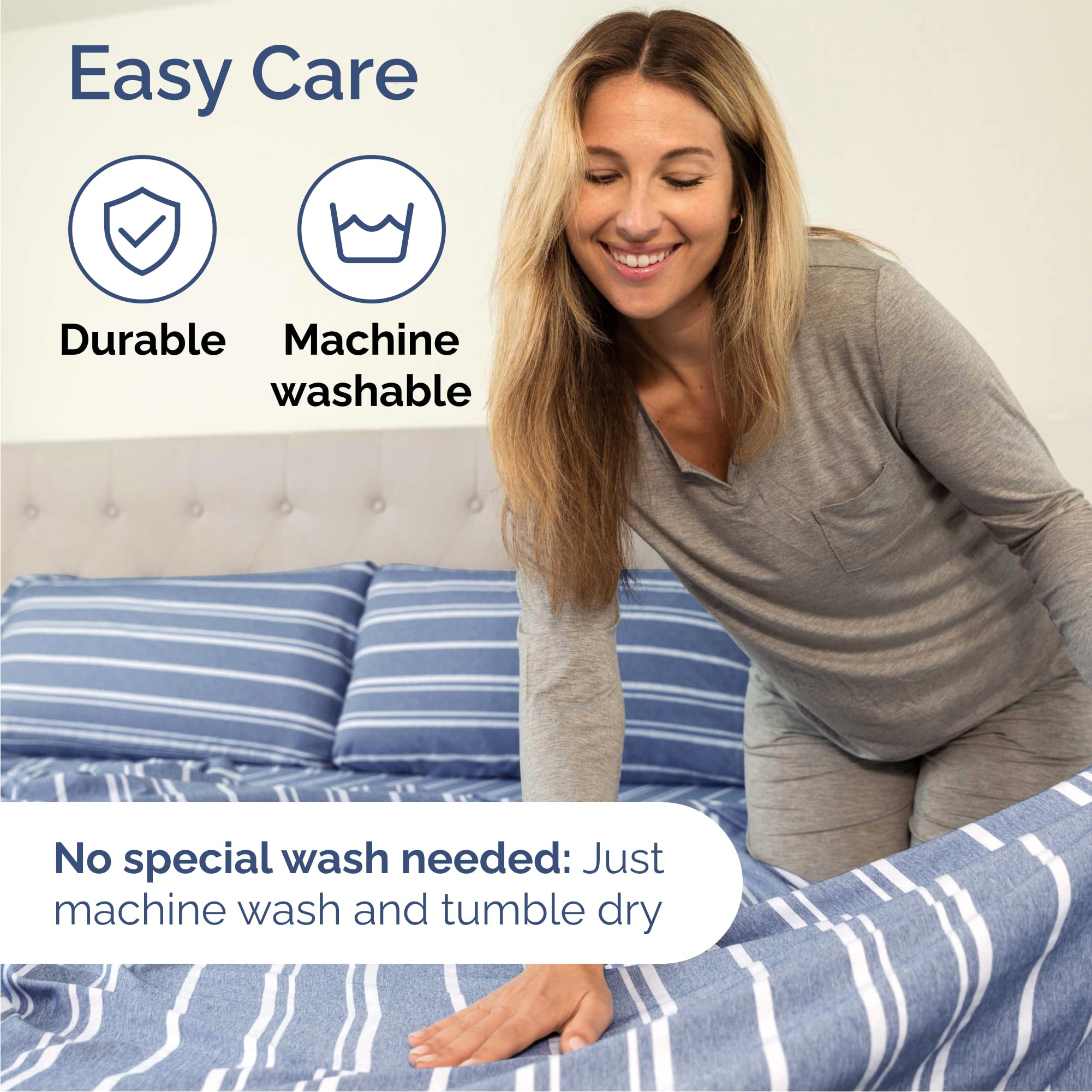 CGK Unlimited made bed in bedroom setting showing style and easy care