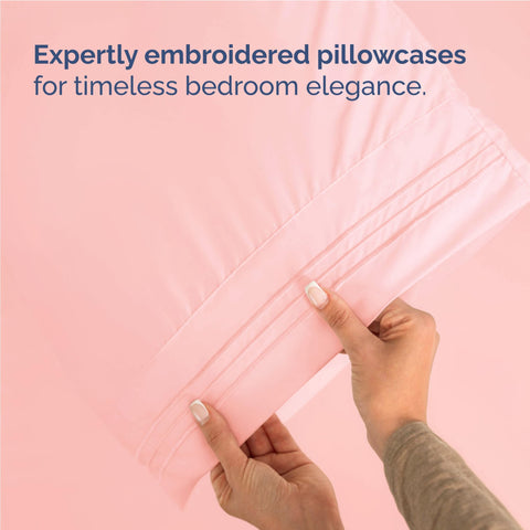 CGK Unlimited styled bedroom with baby pink sheets showing inviting look and decor benefit