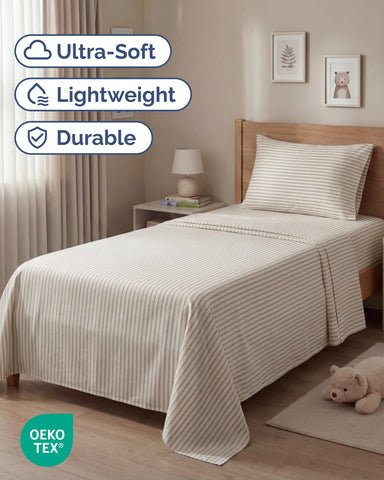 CGK Unlimited beige stripes flat-lay showcasing calming design
