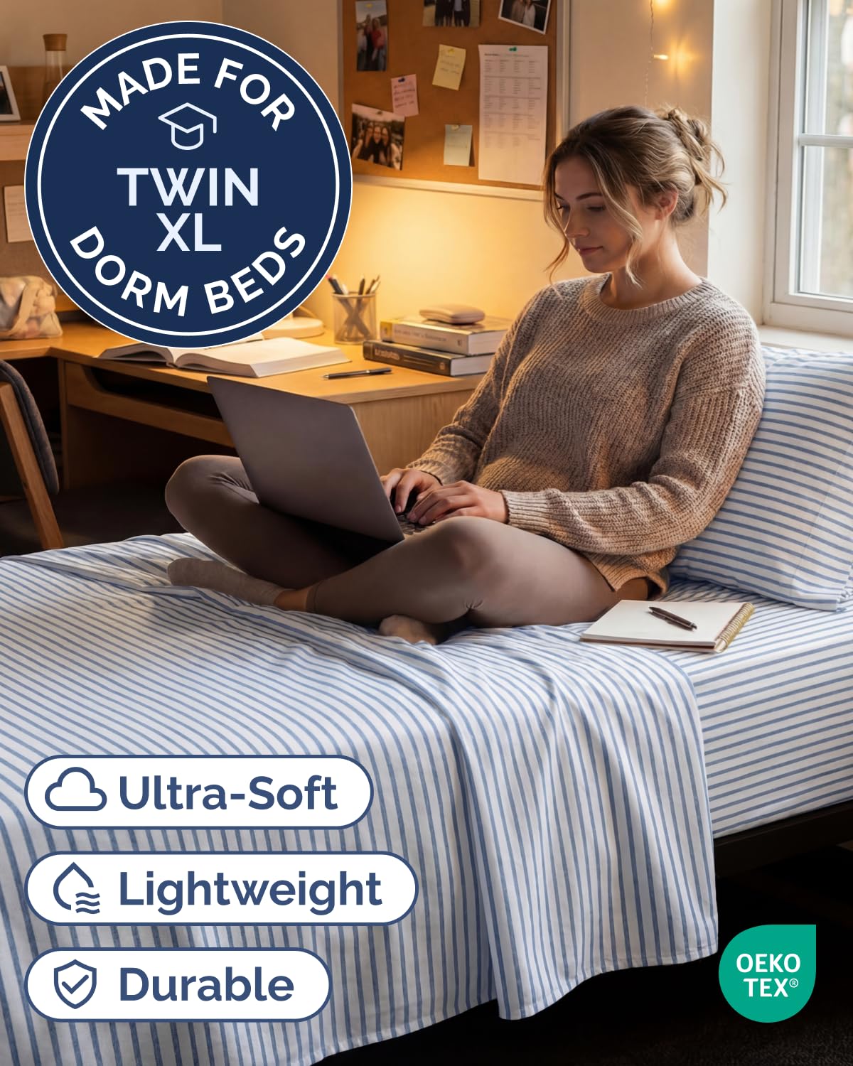 CGK Unlimited fitted sheet corner showing elastic and secure fit benefit