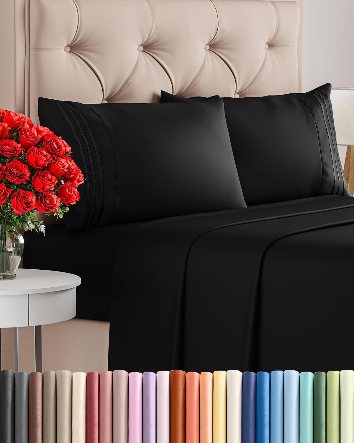 CGK Unlimited front view of Cal King sheet set packaging showing style and contents