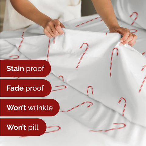 CGK Unlimited fitted sheet on mattress demonstrating fit up to sixteen inches