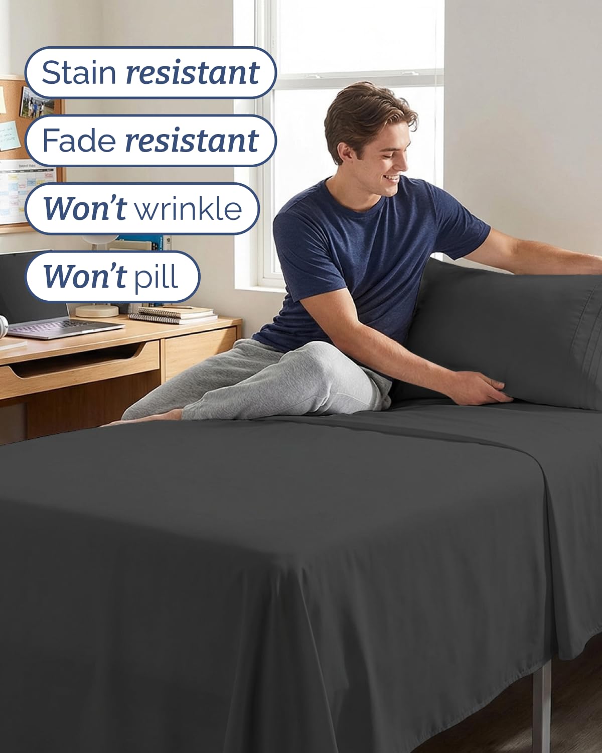 CGK Unlimited fitted sheet pulled over mattress demonstrating up to 16-inch pocket depth