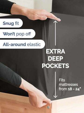 CGK Unlimited fitted sheet deep pockets view proving secure fit