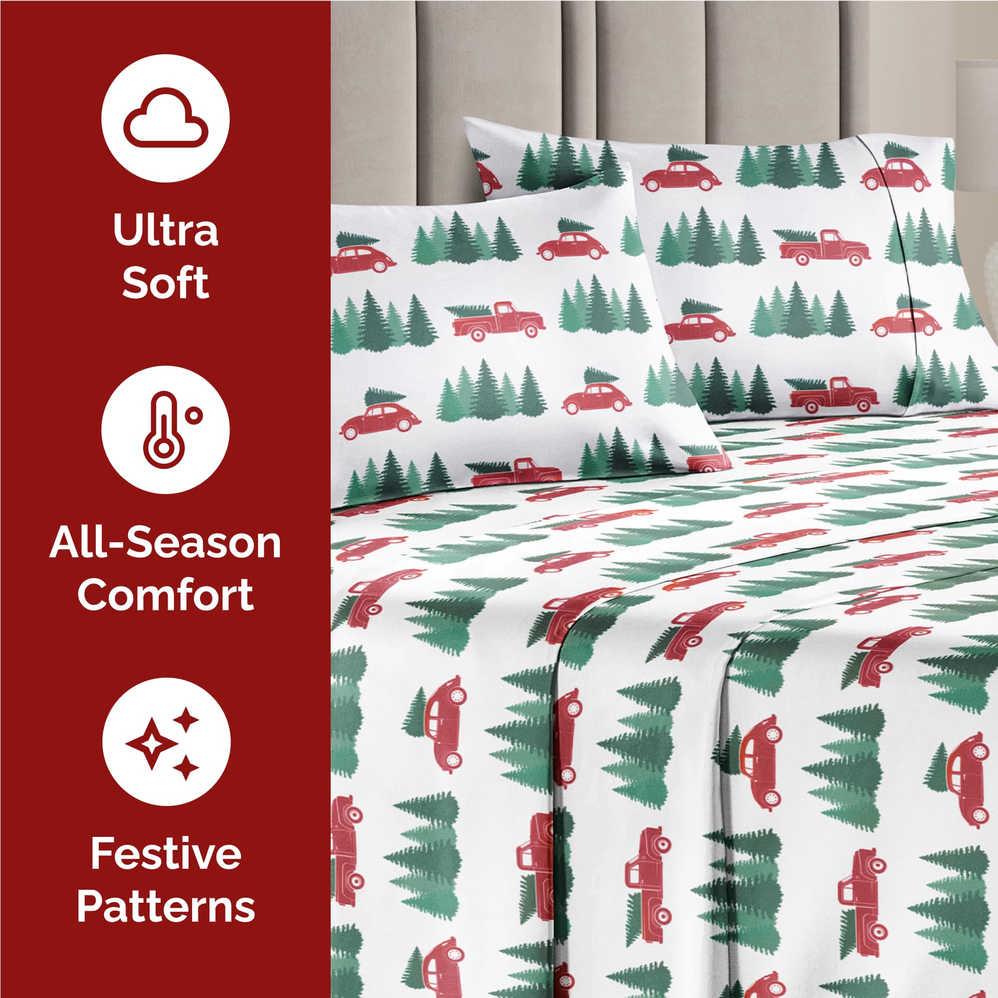 CGK Unlimited flat sheet spread showcasing festive print and generous coverage