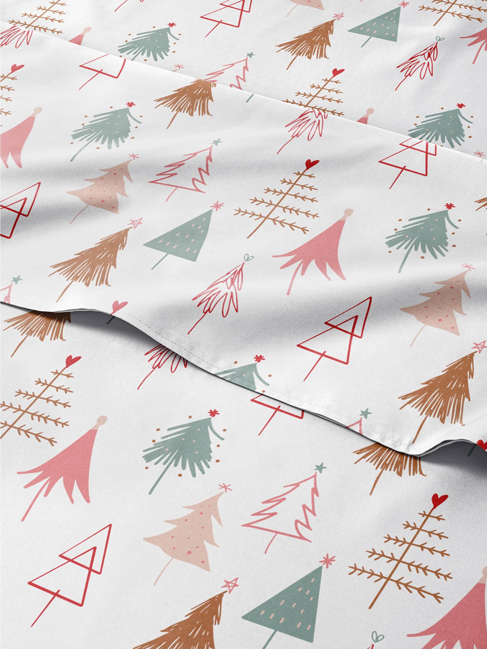 CGK Unlimited front view of Christmas Tree twin sheet set showing festive design and packaging benefits