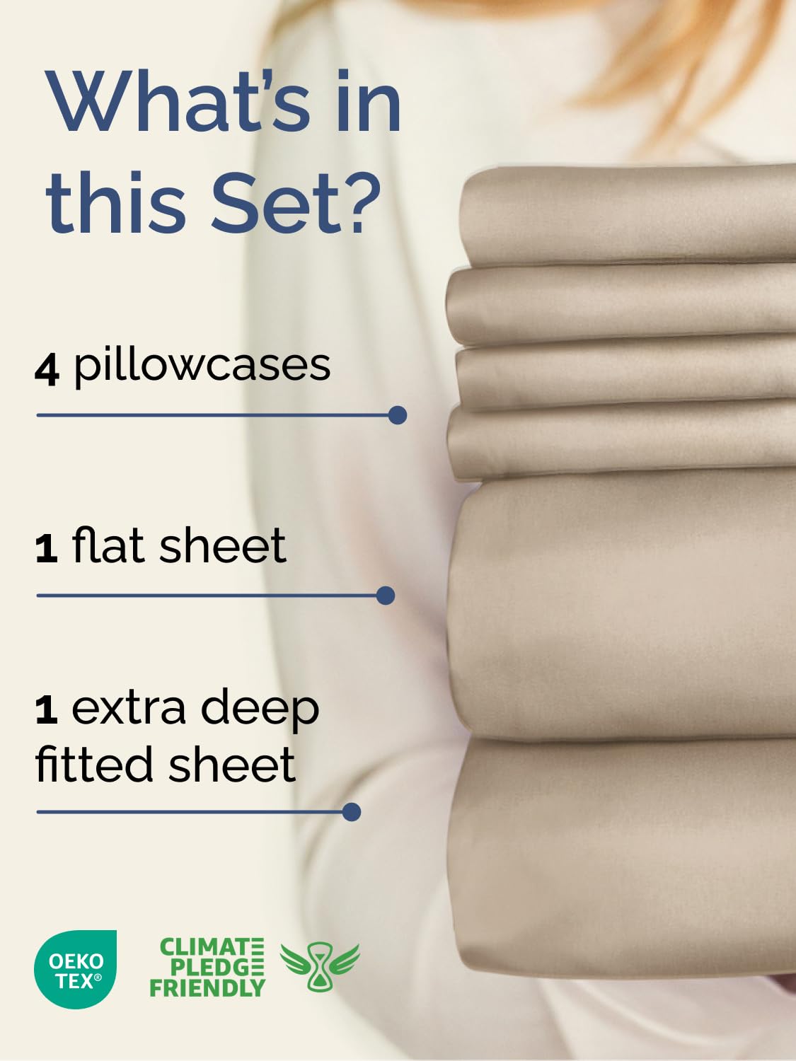 CGK Unlimited close-up of fitted sheet elastic showing secure deep-pocket fit benefit