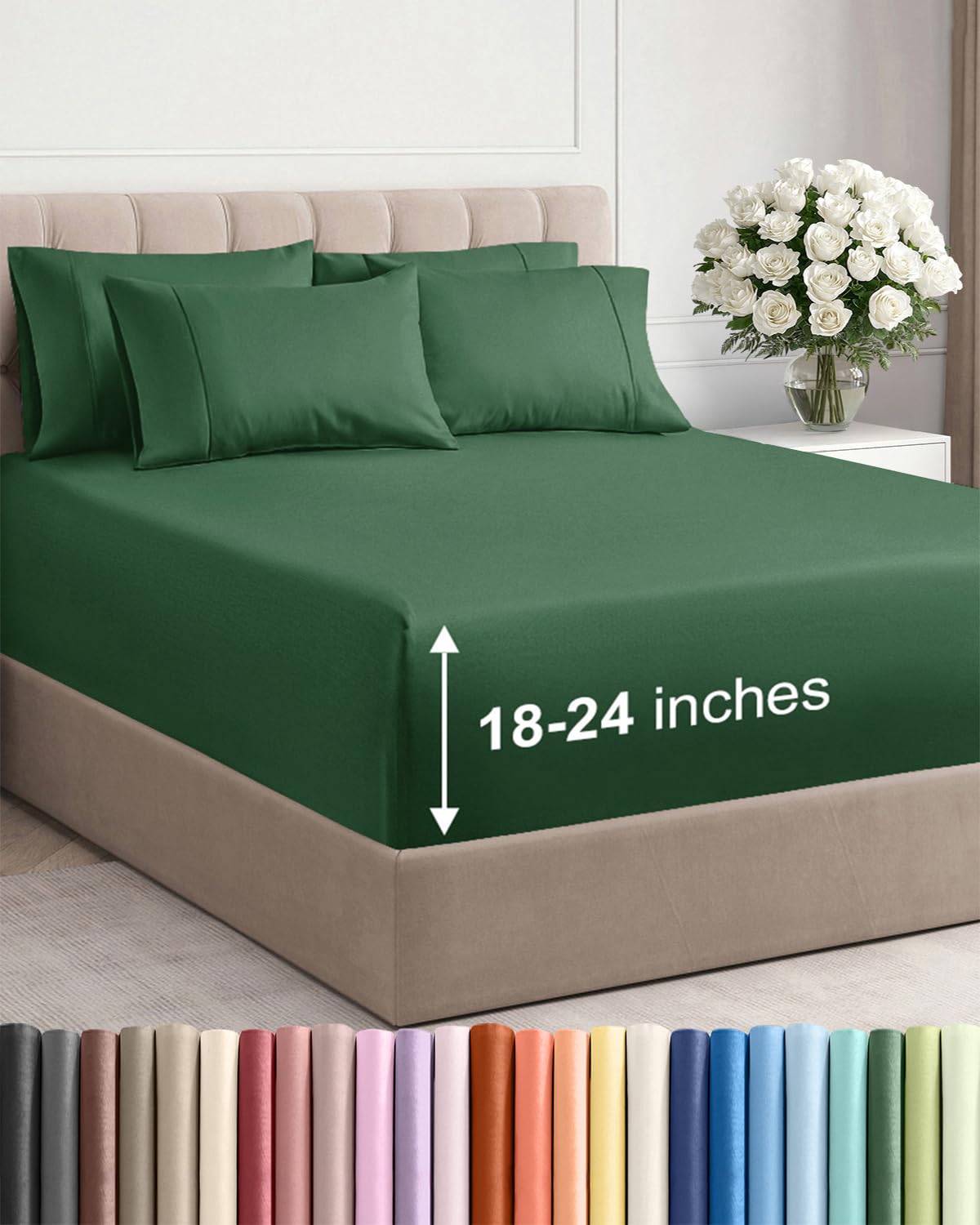 CGK Unlimited front packaging showing emerald green sheet set and benefits