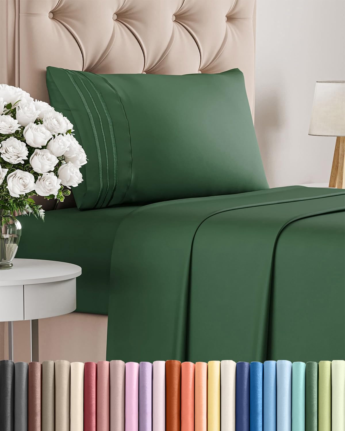 CGK Unlimited front packaging showing emerald green twin sheet set, attractive presentation