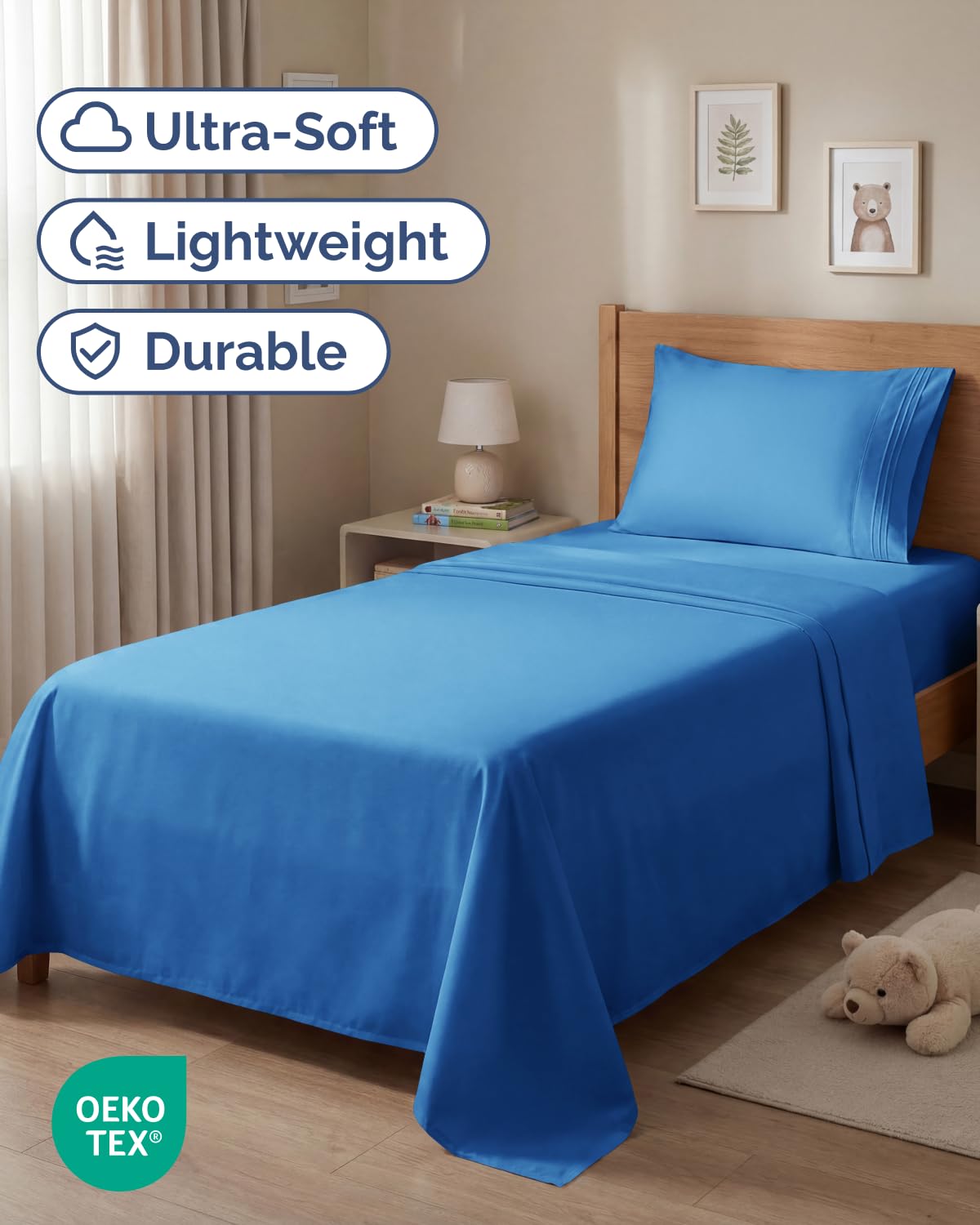 CGK Unlimited close-up of fitted sheet corner demonstrating deep pocket fit and security
