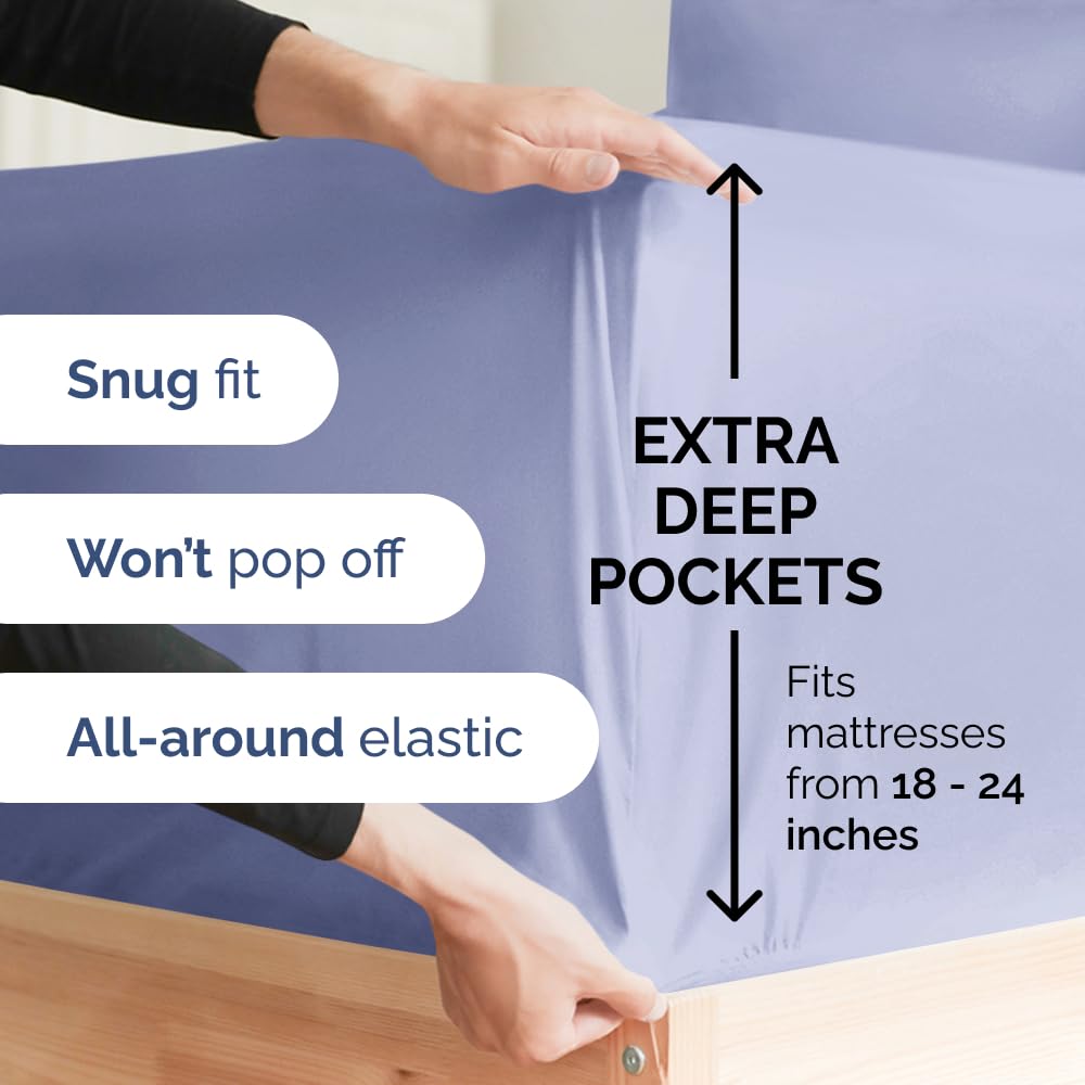 CGK Unlimited fitted sheet stretched over deep mattress pocket demonstrating secure hold and stability