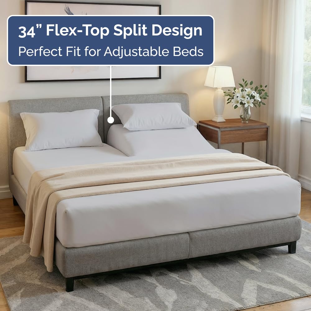 CGK Unlimited fitted sheet pocket depth displaying deep fit for 14–16 inch mattresses