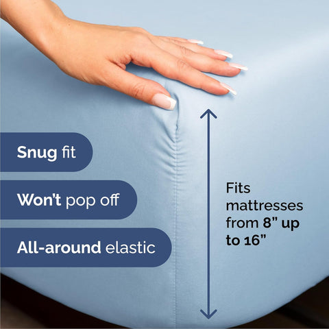 CGK Unlimited fitted sheet deep pocket closeup showing secure fit benefit